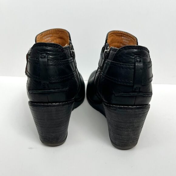 SPERRY Black Leather Zip Wedge Shoes Booties 6.5 - Picture 5 of 9